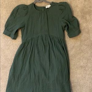 VICI Dark green baby doll dress w/ puff sleeve.